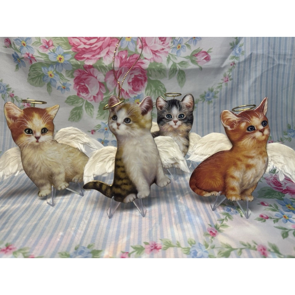 Purr'fect Little Angels Cat Ornaments Jurgen Scholz Set Of‎ 4, 4"